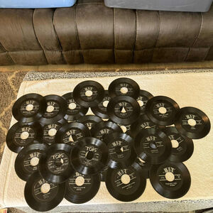 HIT RECORDS Lot of 30 45 RPM Vinyl Records Black White Standard One Size